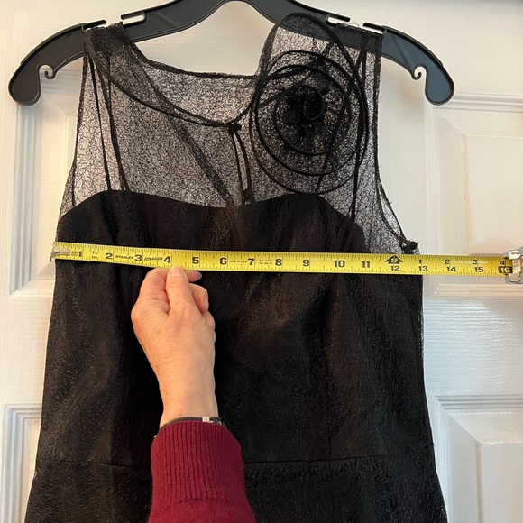 Latrice Black Sheer floral black tie lined dress midi length - Picture 5 of 14